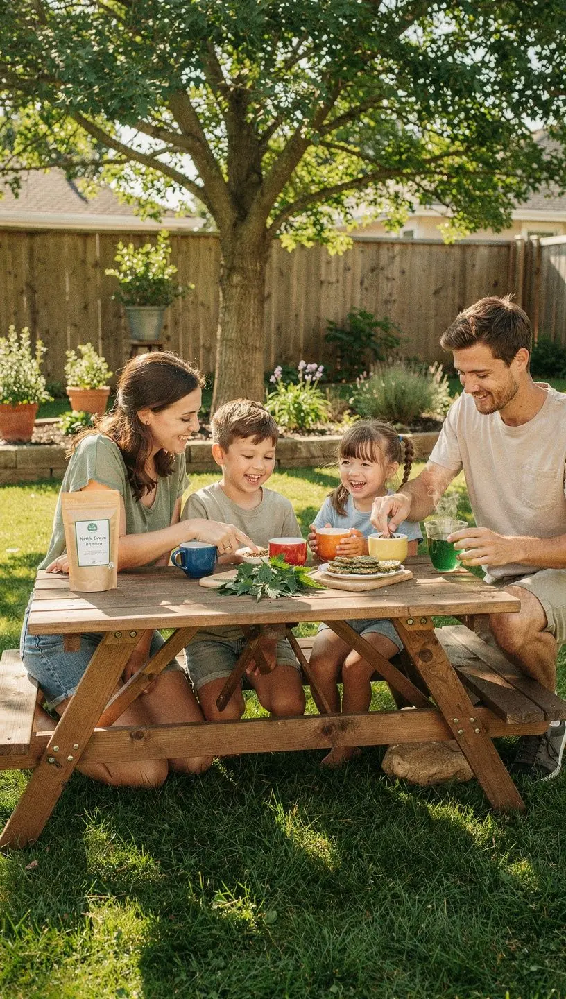 Pohľad na čajovú kanvicu s parou stúpajúcou z voňavého žihľavového nálevu.